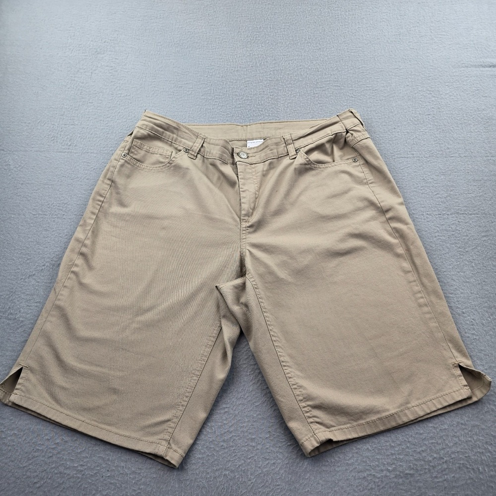 Just My Size Shorts Women 16W Beige Cotton Stretch Side Slit Summer Resort Wear